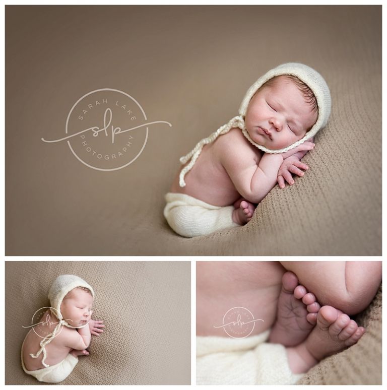 newborn in bonnet and pants