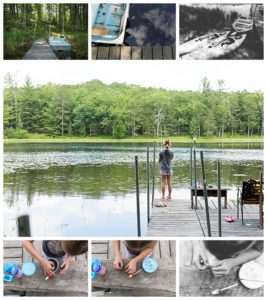 girl fishing off a dock and bating a hook