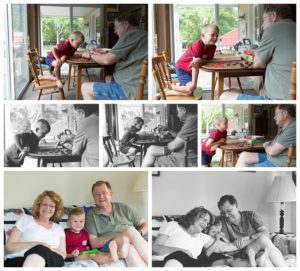 boy with uncle playing checkers