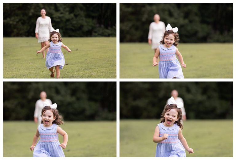 little girl running and giggling