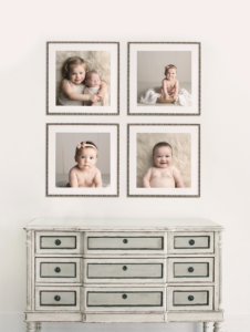 gallery wall of baby photographer Sarah Lake Photography